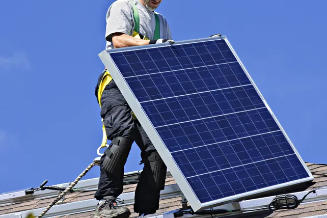 Residential solar panels on house
